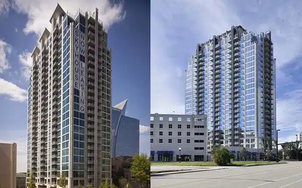 a view of a tall building