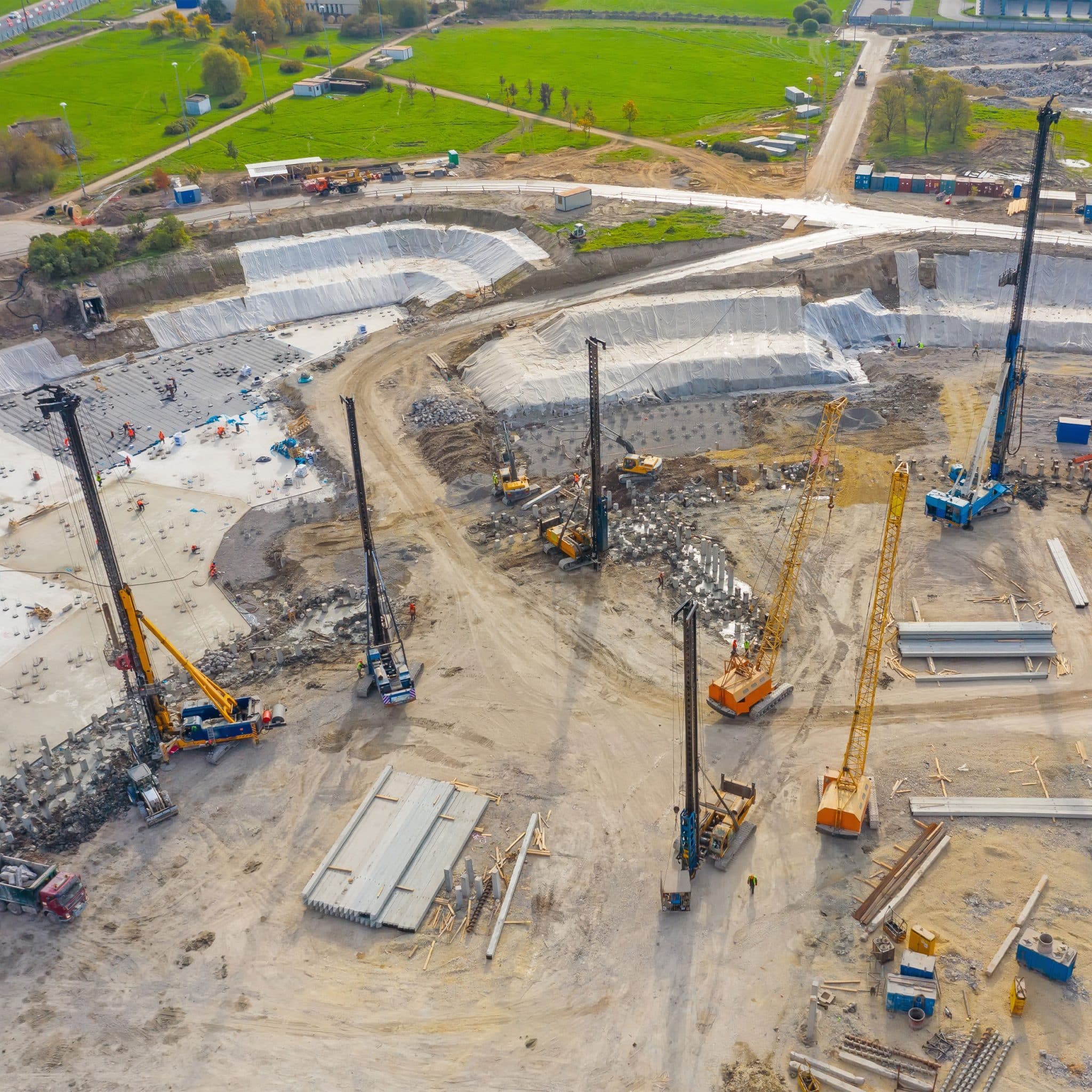 aerial view of construction site